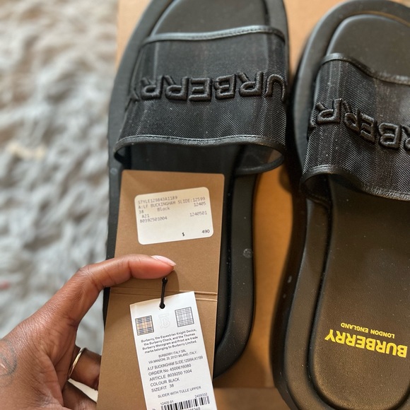 Black Burberry slides - Picture 2 of 4